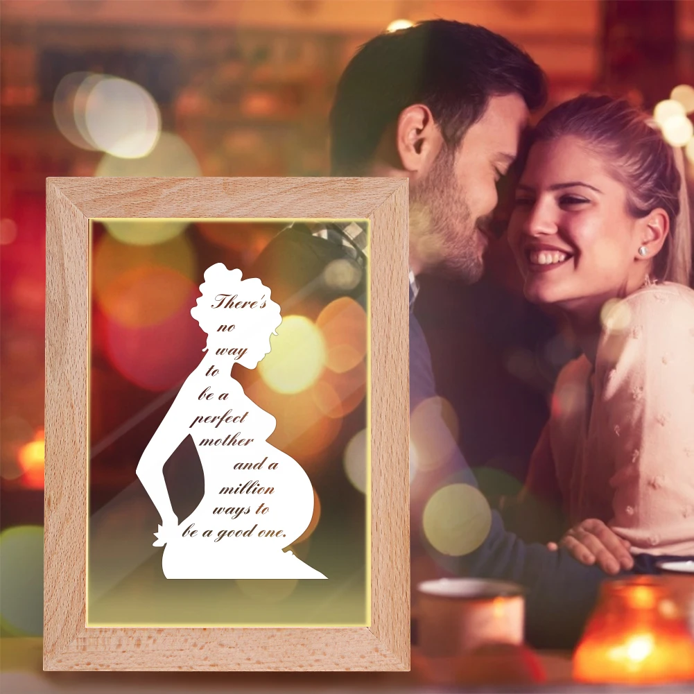 

Wood Photo Frame LED Night Lights Frames Desktop Decor Home Bedroom Living Room Dormitory For Gift Present Birthday Anniversary