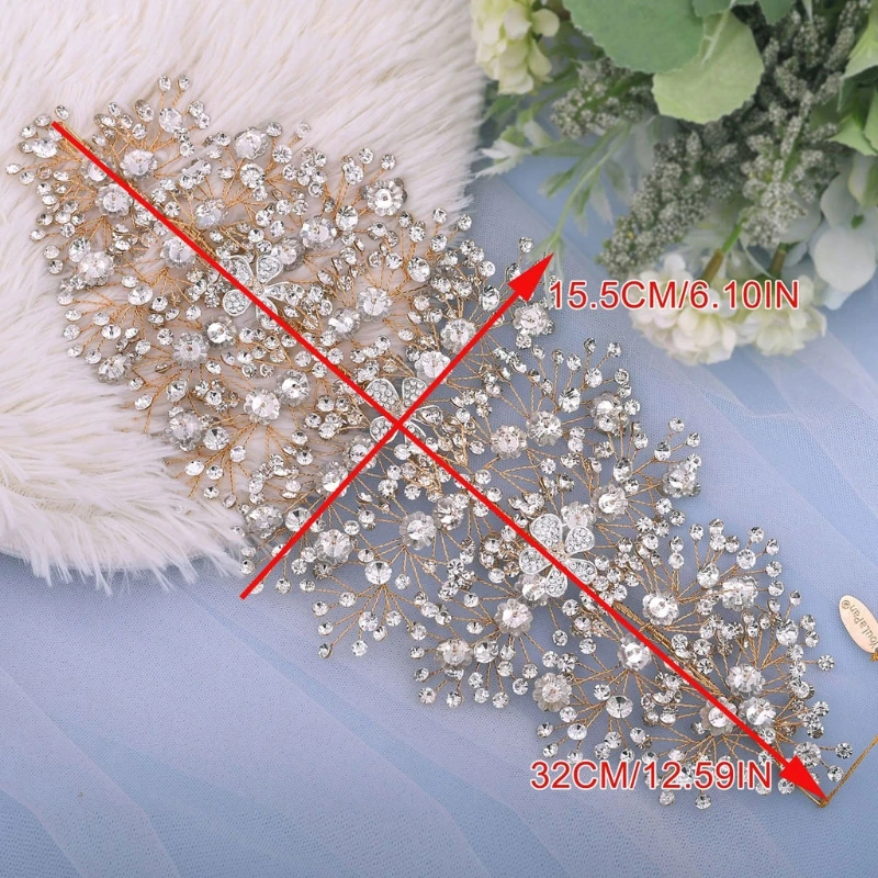 

Luxury Flower Bridal Wedding Headband Silver Crystal Pearl Hair Vine Headpiece Crowns Pageant Bridal Hair Accessories T84A