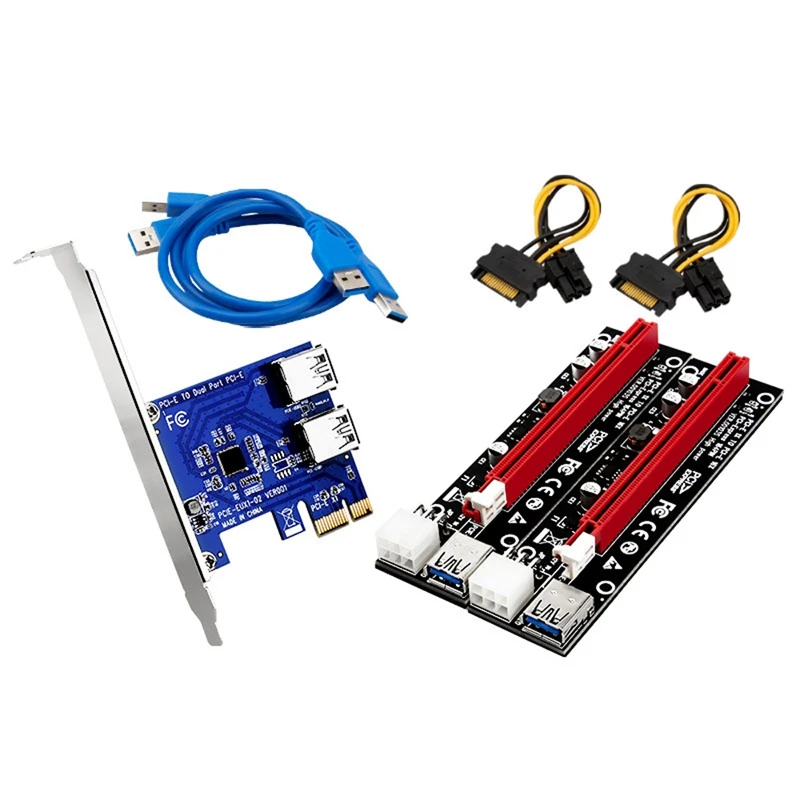 

Переходная карта PCI E с 1 на 2 портами USB, Райзер-карта PCI Express, 1X слот, Райзер-карта с PCIe 16X, Райзер-карта для устройства для майнинга биткоинов