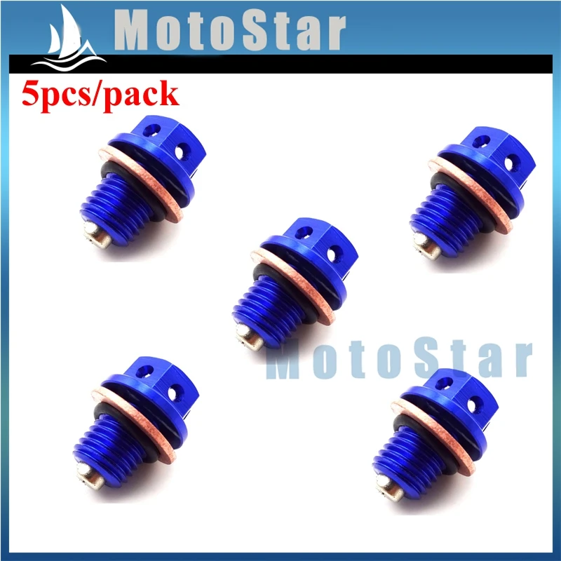 5x синий Магнитный масляный дренажный болт штекер для двигателя 50cc 70 90 110 125 140 150 160cc