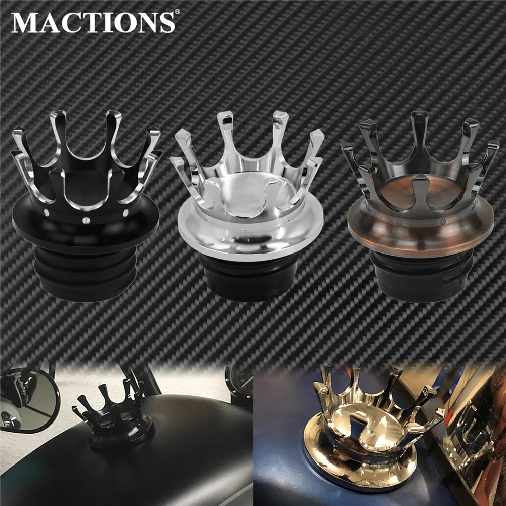 Топливный бак с отверстиями для мотоцикла King Crown черный/хромированный/Бронзовый