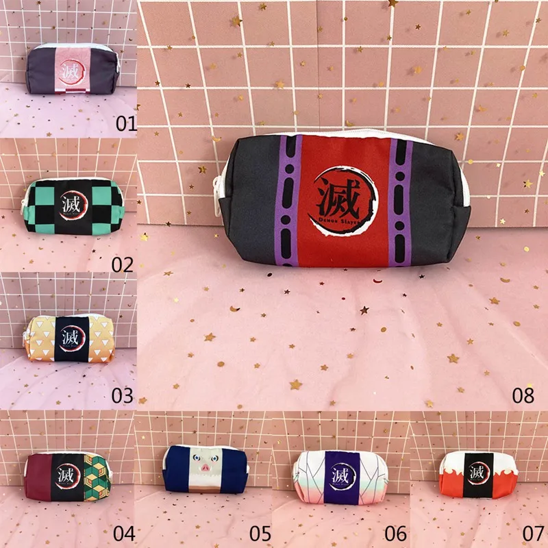 Demon Slayer Kimetsu No Yaiba Kamado Tanjirou Nezuko Zenitsu Inosuke Printed Zipper Pencilcase Pen Bag Storage Pouch Stationery |