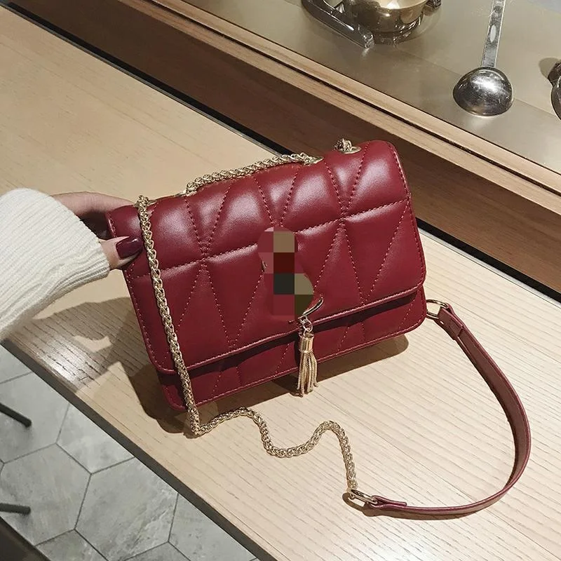 

Female Bag 2021 New Fashion Korean Chain Embroidery Thread Small Square Bag Shoulder Diagonal Bag Lady Bag