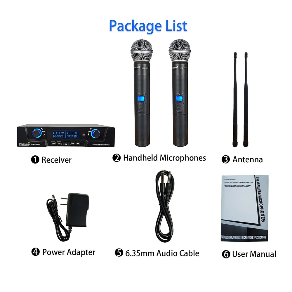Профессиональный 2 канала UHF портативная Беспроводной микрофон 2CH выбирается