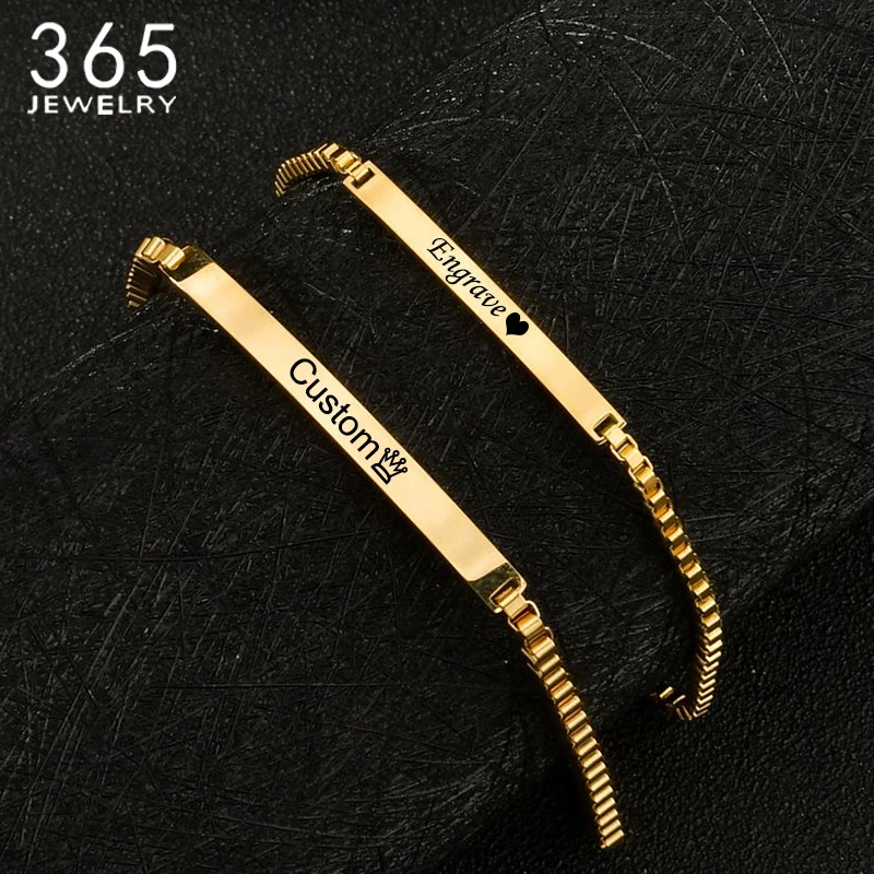 Браслет унисекс из нержавеющей стали с гравировкой имени и даты