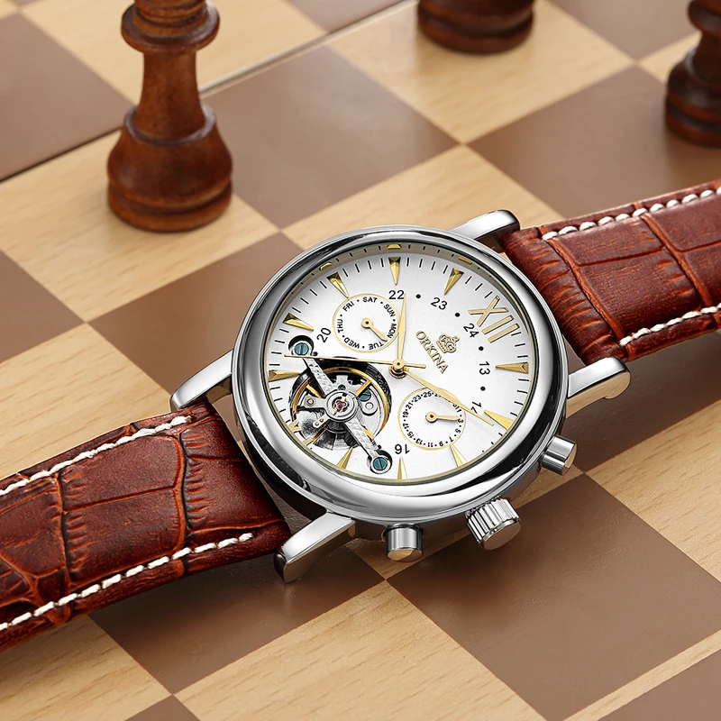 Часы наручные ORKINA Мужские автоматические Классические брендовые механические с