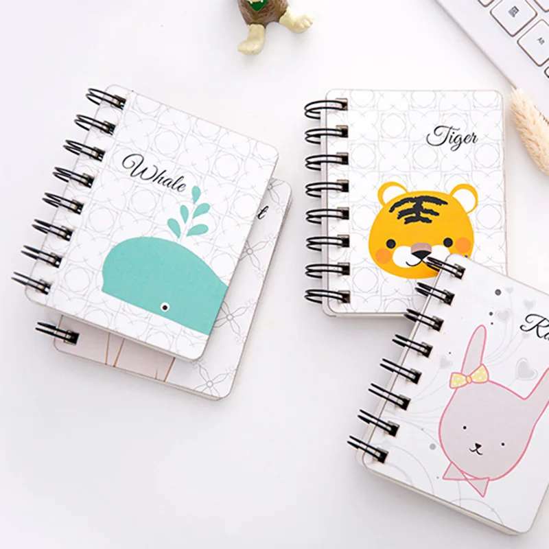 

A7/80 Sheets Animal Pattern Spiral Notebook Loose-Leaf Notepad Memo Pads For Students School Office Supplies Drawing Gift