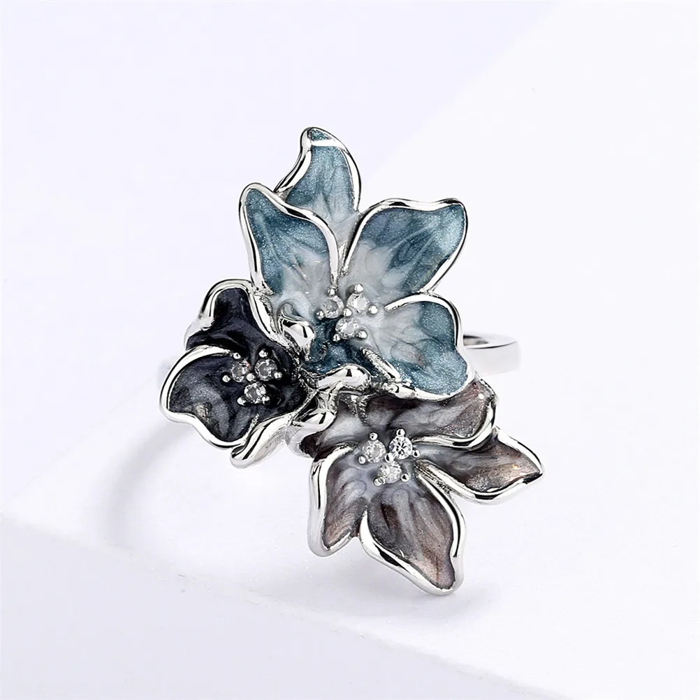 

Flower Shape ring Elegant Classic 925 Silver rings Handmade Jewelry Earrings Luxury flower Women's ring jewelry accessories