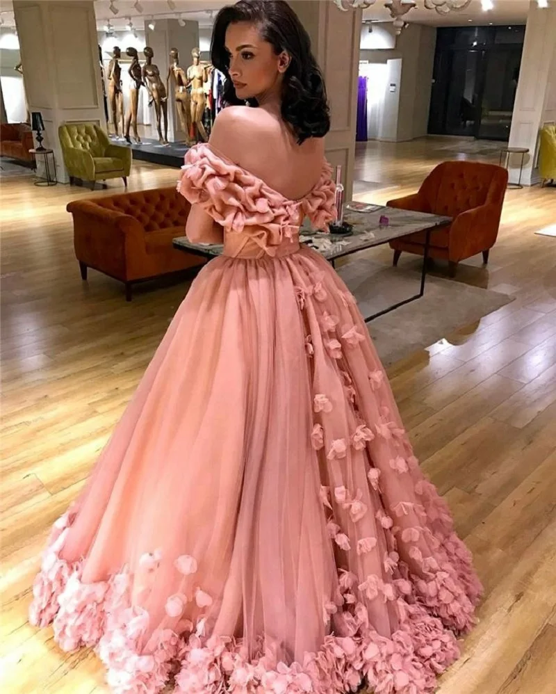 Pink Elegant Evening Dress Ball Gown Floral Dresses Sleeveless See Though Ladies Gown Party Wear Prom Dresses for Women