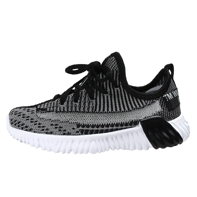 Черный NIKEZI/семейная одежда для родителей и детей, для девочек и мальчиков, детская одежда, сетчатые вязаные Лоферы без шнуровки, кроссовки для бега Yeezys Air Boost - Цвет: Черный