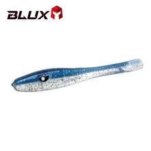 BLUX-señuelo de pesca suave Crazy Eel, cebo Artificial de silicona, gusano, sábalo, aguja, aparejos de pesca de agua salada de lubina, 80mm, 8 unids/bolsa