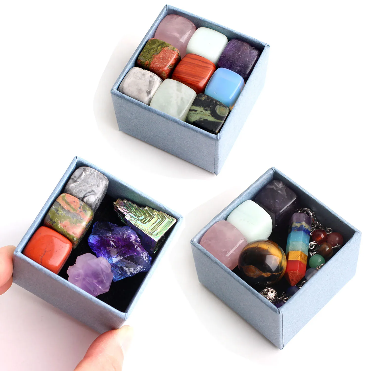 Естественный Смешанный Камни кубики комплект полированный мини Мячи Кварц