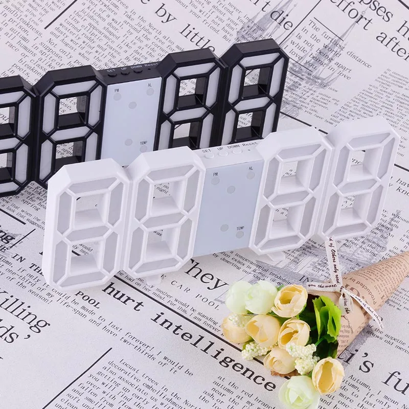 3D светодиодный настенные часы современный дизайн цифровые настольные будильник
