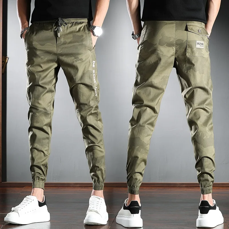 

Men Casual Camouflage Jogger Pants Fashion Streetwear Cotton Drawstring Trousers Men 2021 Summer Black Drawstring Pencil Pants