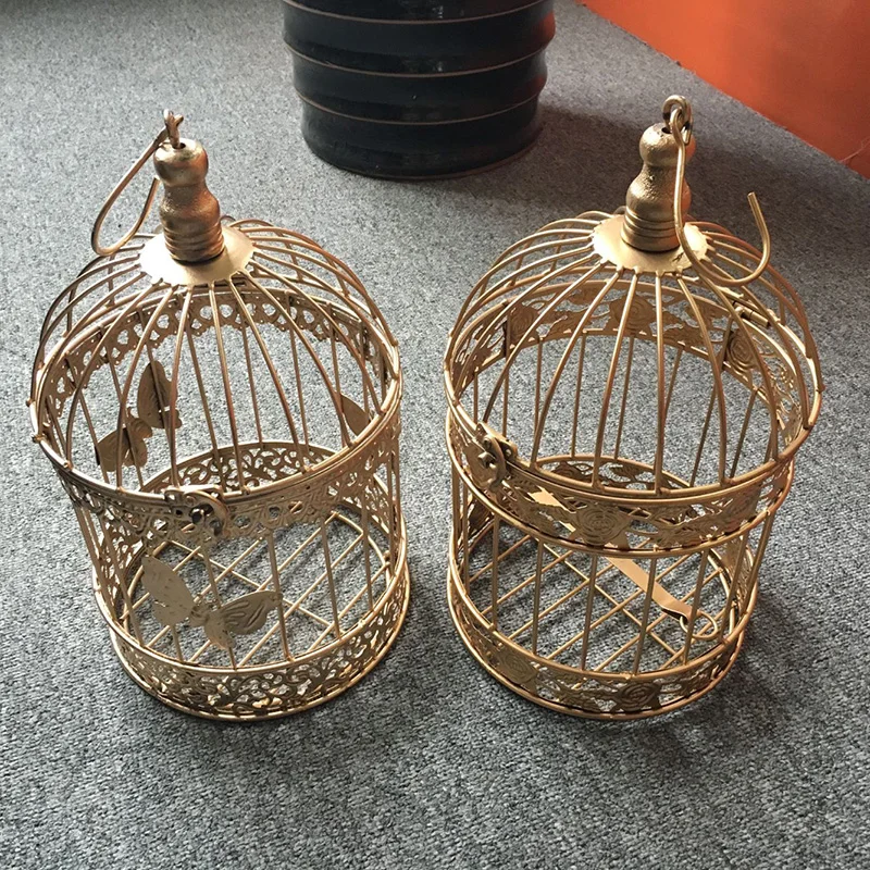 Кованая Железная декоративная клетка орнамент Золотая птичья свадебный