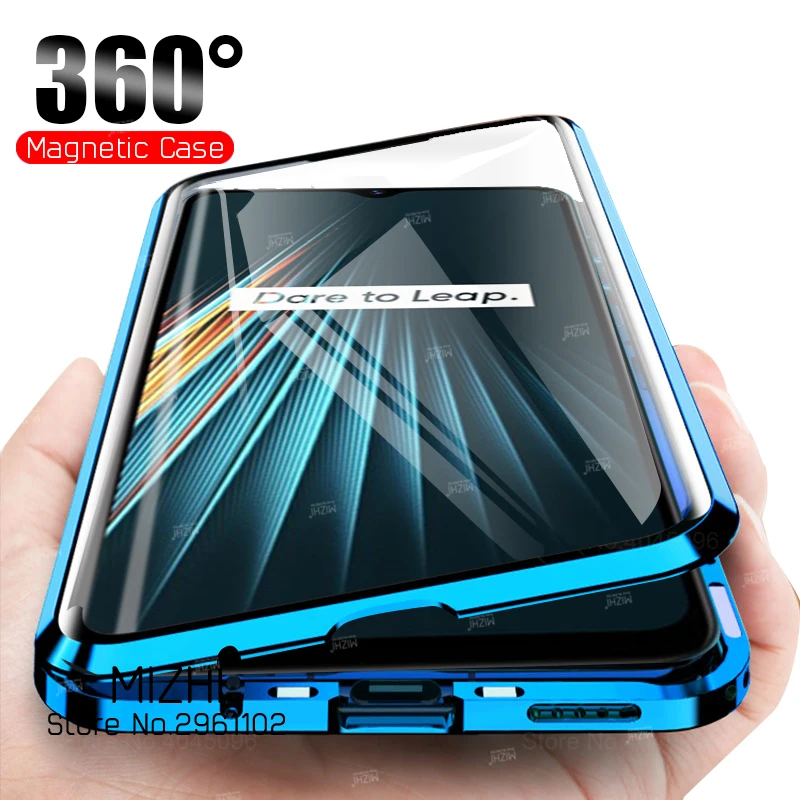 Чехол для Realme 5i 5 i двухсторонний стеклянный чехол 360 Realme5 магнитный металлический