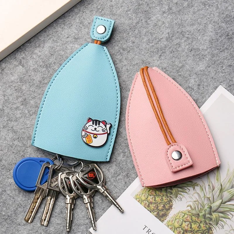 Женская кожаная Выдвижная сумка для ключей с милым мультяшным мужской держатель