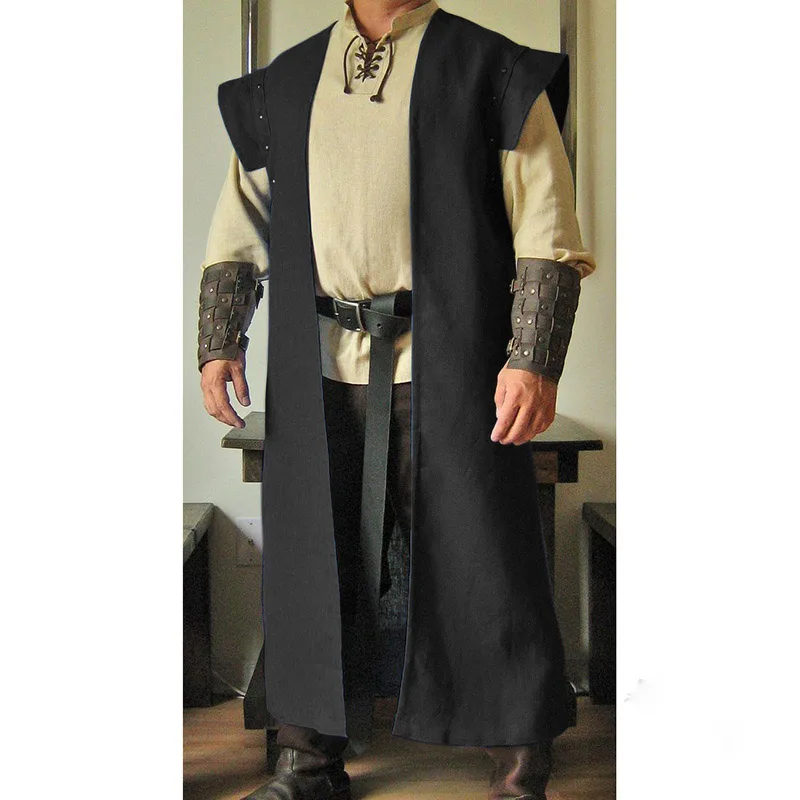 Средневековые воины рыцарь Винтаж плащ костюм для взрослых мужчин осень длинный