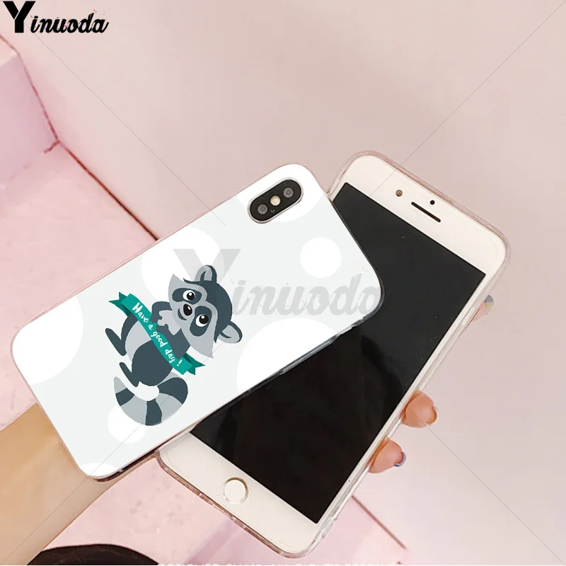 A16 Yinuoda животное енот арт шаблон ТПУ мягкий чехол для мобильного телефона Apple iPhone 8 7 6 6S Plus X XS MAX 5 5S SE XR чехол - Цвет: A16