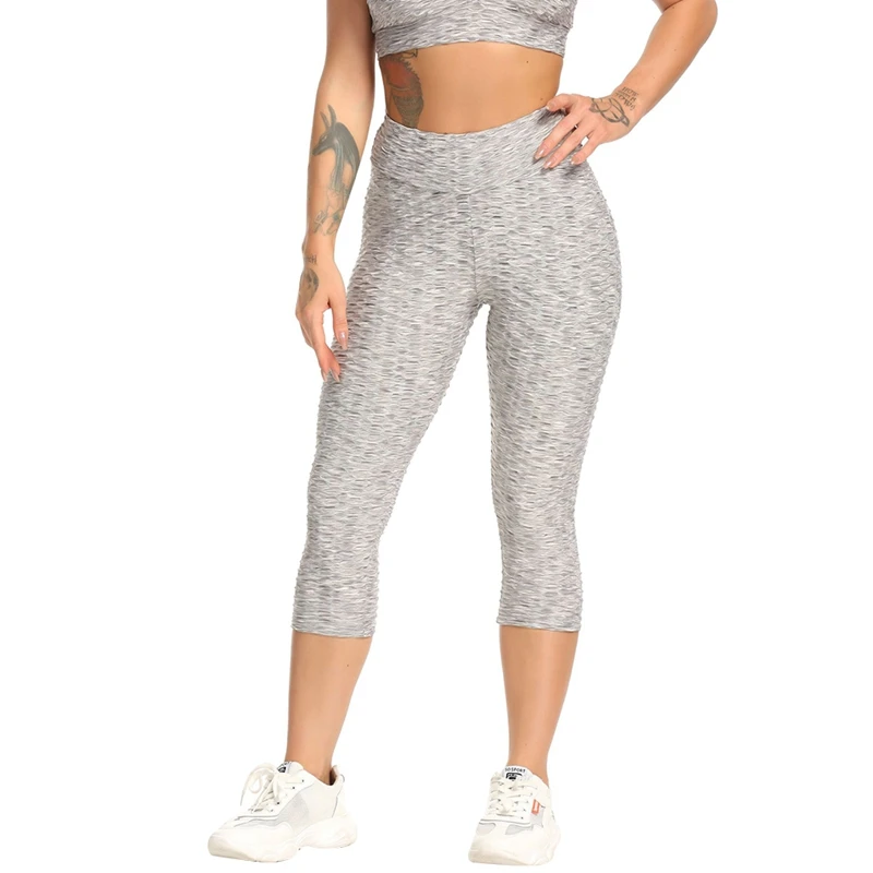 

Ladies Skinny Hip Lifting Fitness Trousers Women Fashion Bubble Butt Casual High Waist Seven Leggings Pants