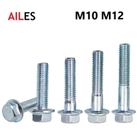 m10 m12 external hexagon flange bolts 8 8 grade white zinc plated hexagonal flange screws with belt pad 8 10 20 30 70 110mm