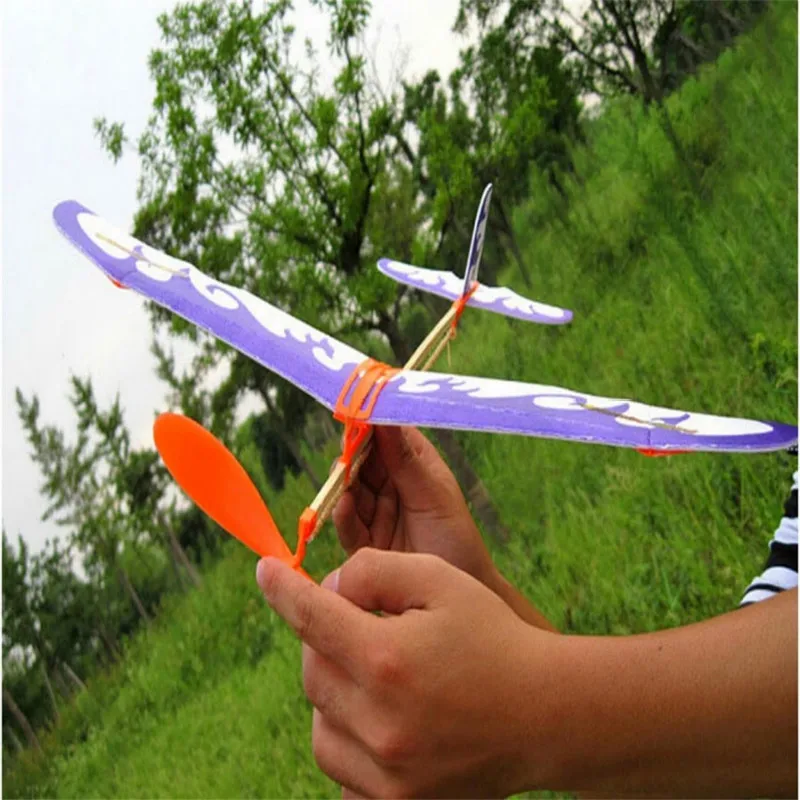 

1 Set Elastic Rubber Band Powered Flying Airplane Plane Glider Educational Sciences Models DIY Assembly Toys for Children Kids