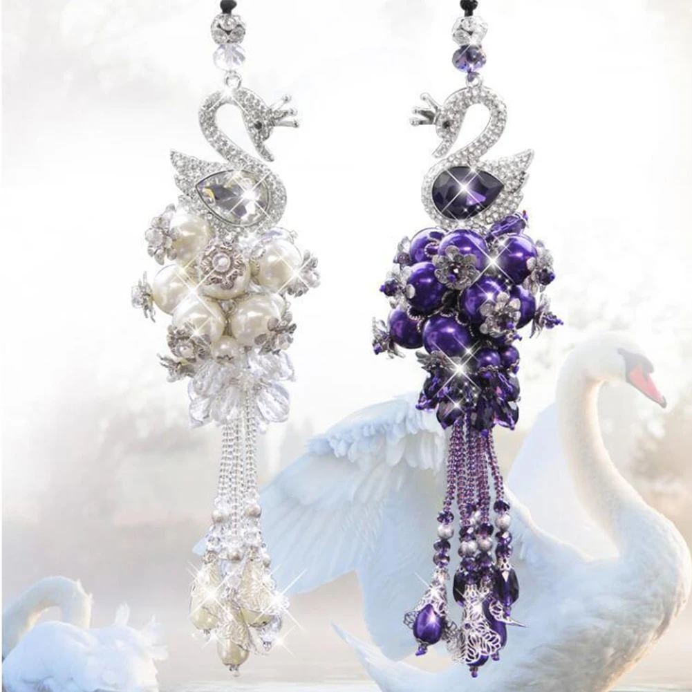 Креативный автомобильный кулон украшения Лебедь с алмазным подвесным декором