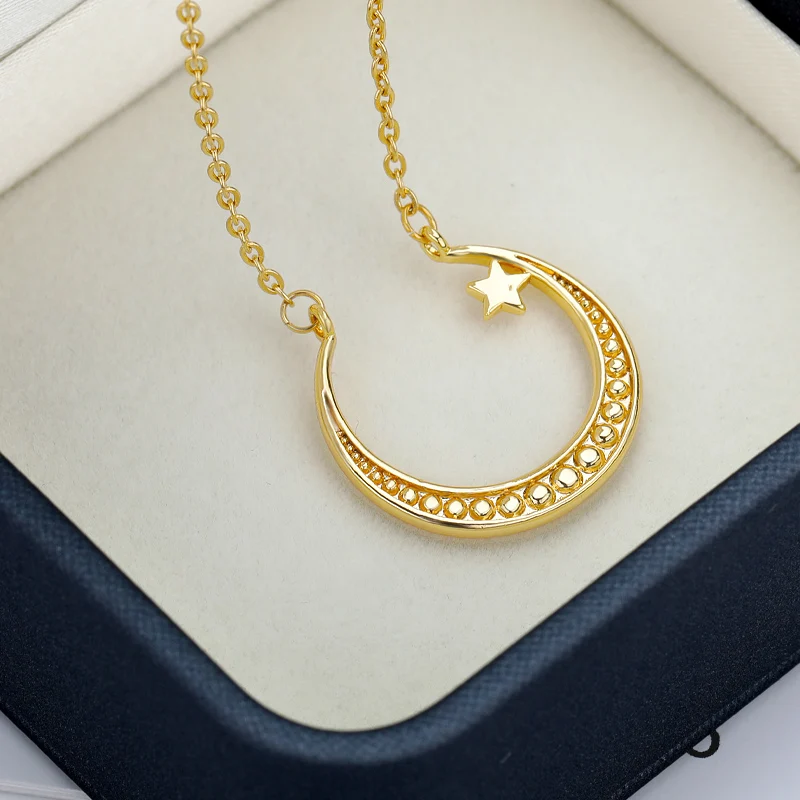 Нежный луна и звезды ожерелья для женщин девушек из нержавеющей стали ожерелье с