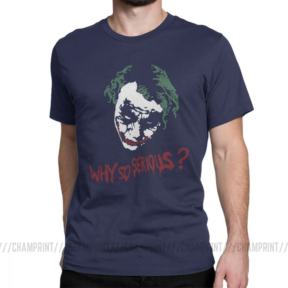 Awesome The Dark Knight Joker Why So Serious футболка отряд самоубийц Мужская футболка Gotham Harajuku футболки уличная одежда с графическим принтом Одежда - Цвет: Тёмно-синий