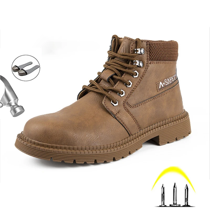 

Men Safety Work Shoes Steel Toe Cap Industry Boots Anti-piercing Non-slip Anti-smashing Autumn Winter Comfort Ankle Sneakers