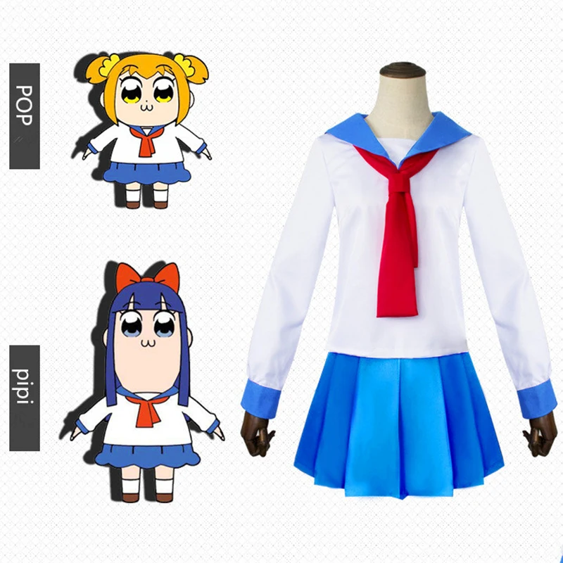 Anime Pop ekibi Epic Cosplay kostümleri Popuko Pipimi Cosplay kostüm Sailor üniforma cadılar bayramı parti Poputepipikku kadın kostüm