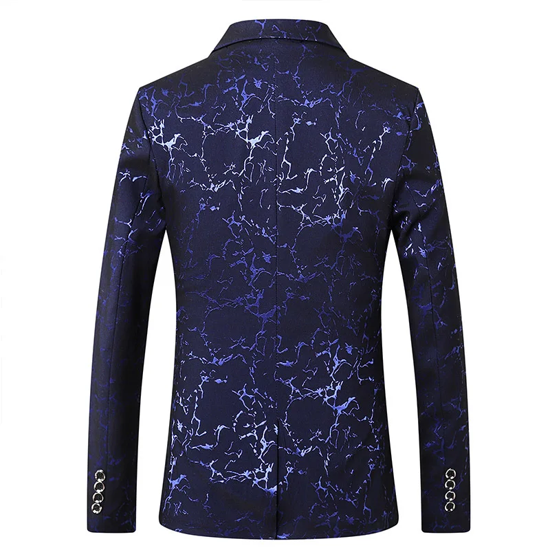 

2020 new men leisure lightning grain printing suit youth small business and leisure suit