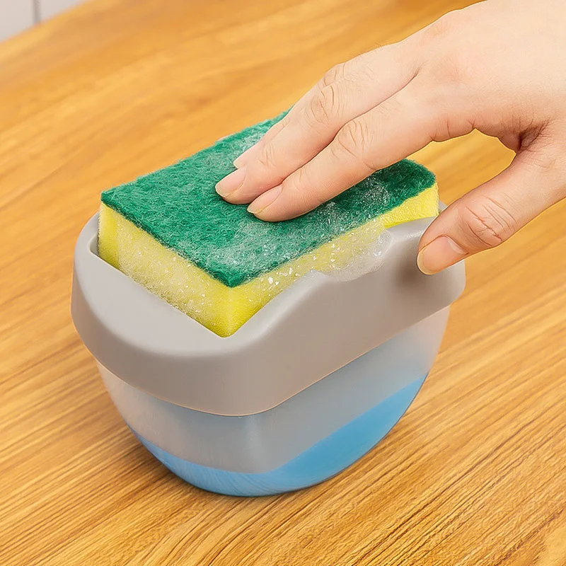 

Kitchen Cleaning Liquid Outlet Box Manual Push Type Dispenser Scouring Pad Sponge Foam Cleaning Dish Soap Box Kitchen Accessorie