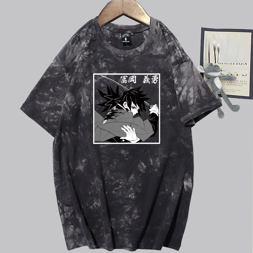 

Летняя футболка Tomioka Giyuu с круглым вырезом, рассекающая демонов, футболка в стиле Харадзюку, хип-хоп
