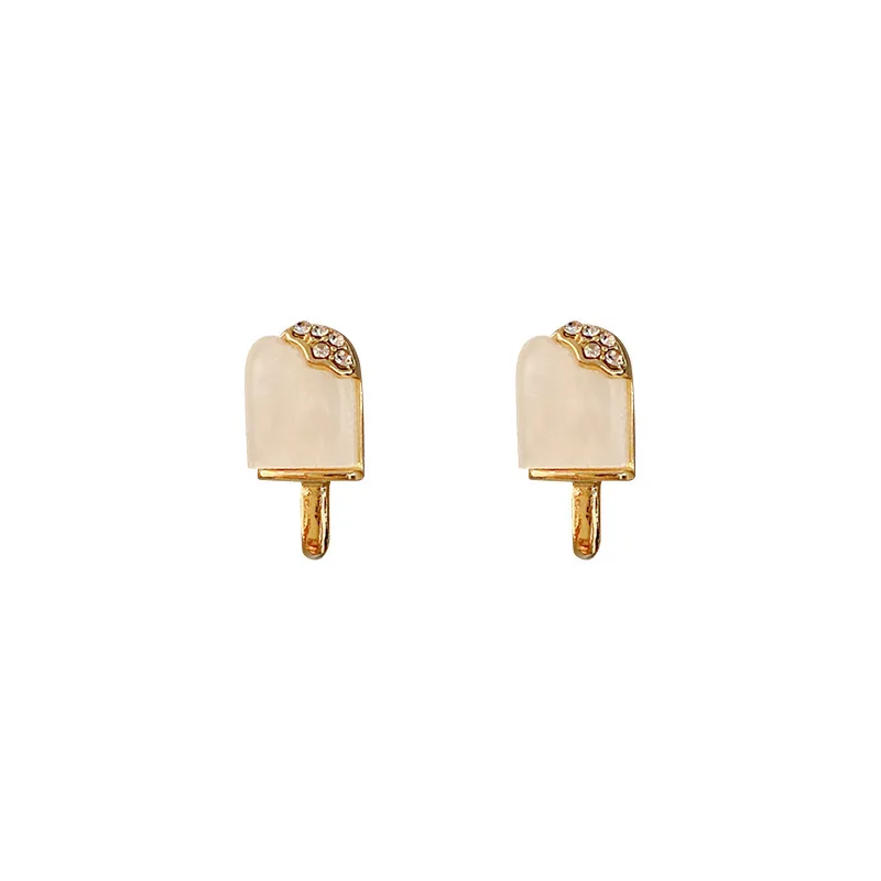 

Minar Funny Bling Rhinestone Ice Cream Dangle Earrings for Women White Color Enamel Metal Alloy Icicle Drop Earrings Oorbellen