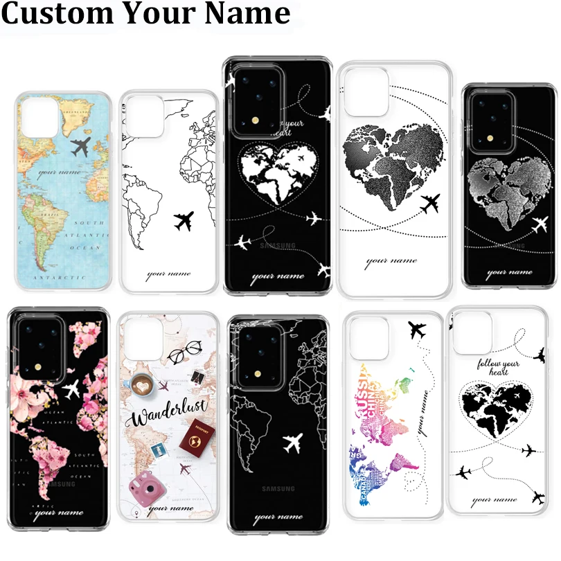 

Personalized Custom Name World Map Phone Case For Samsung A11 A12 A01 A02s A32 A42 A52 A72 A10 A20 A30 A21 A31 A41 A91 A40 A50 A