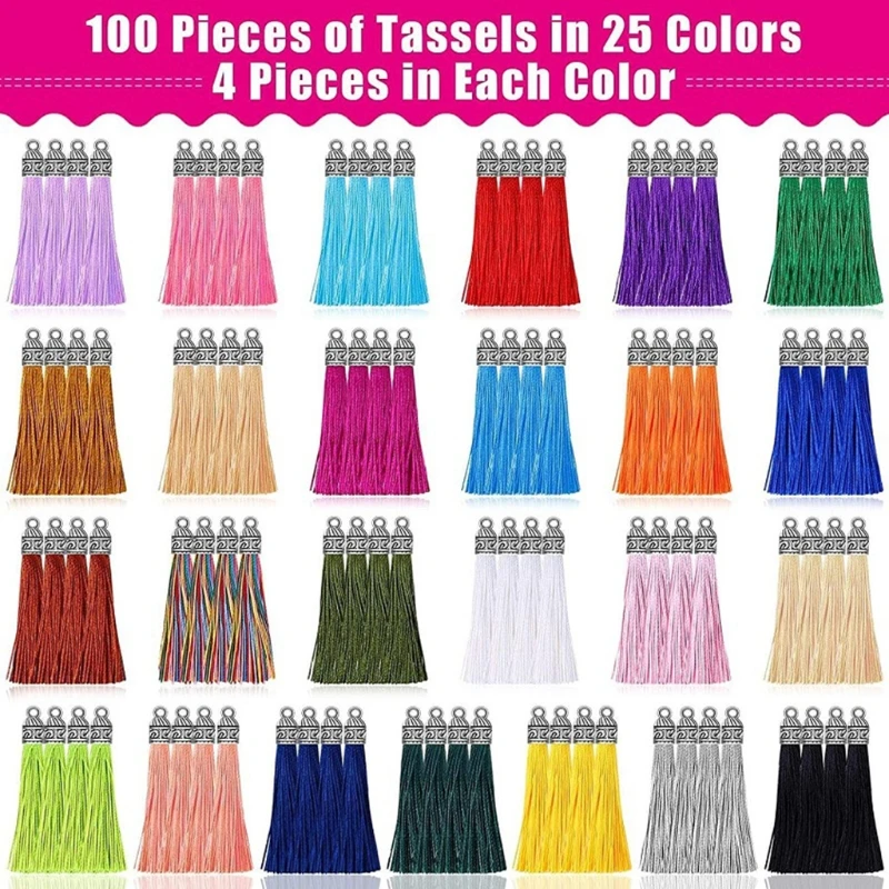

100 Pcs of Handmade Keychain Tassel Pendant Accessories Creative Vertical Party Gift Pendant Tassel