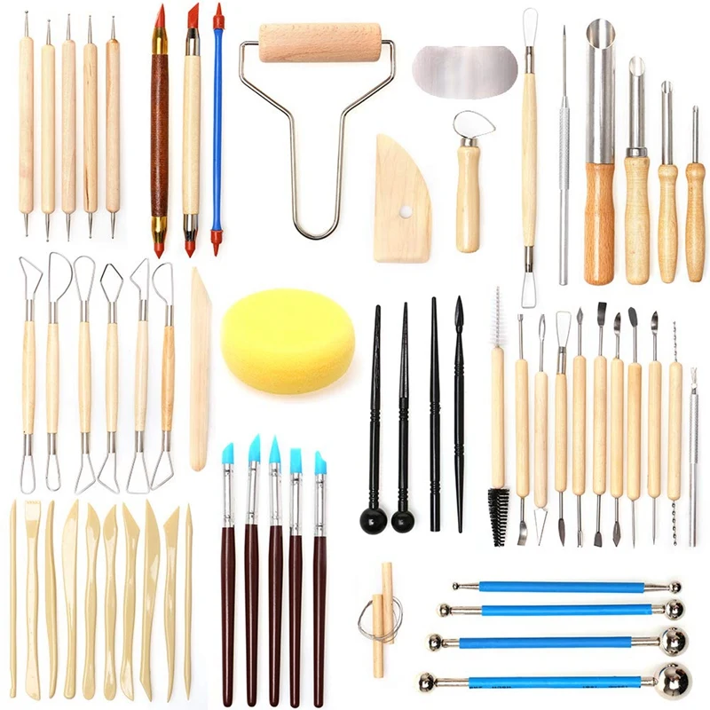

Hot YO-61PCS Ceramic Clay Tools Set Polymer Clay Tools Pottery Tools Set Wooden Pottery Sculpting Clay Cleaning Tool Set