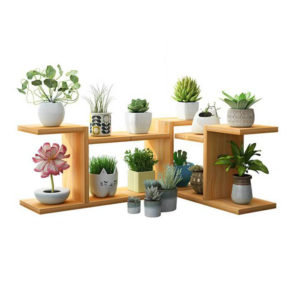 Деревянная подставка для растений 4 уровня вертикальная полка стеллаж цветов