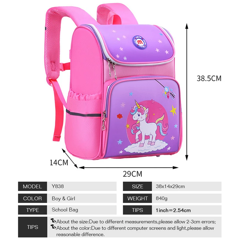 Children Grade 1-6 School Bags for Boys Girls Unicorn Printing Orthopedic School Backpacks Book Bag Knapsack Mochila escolar