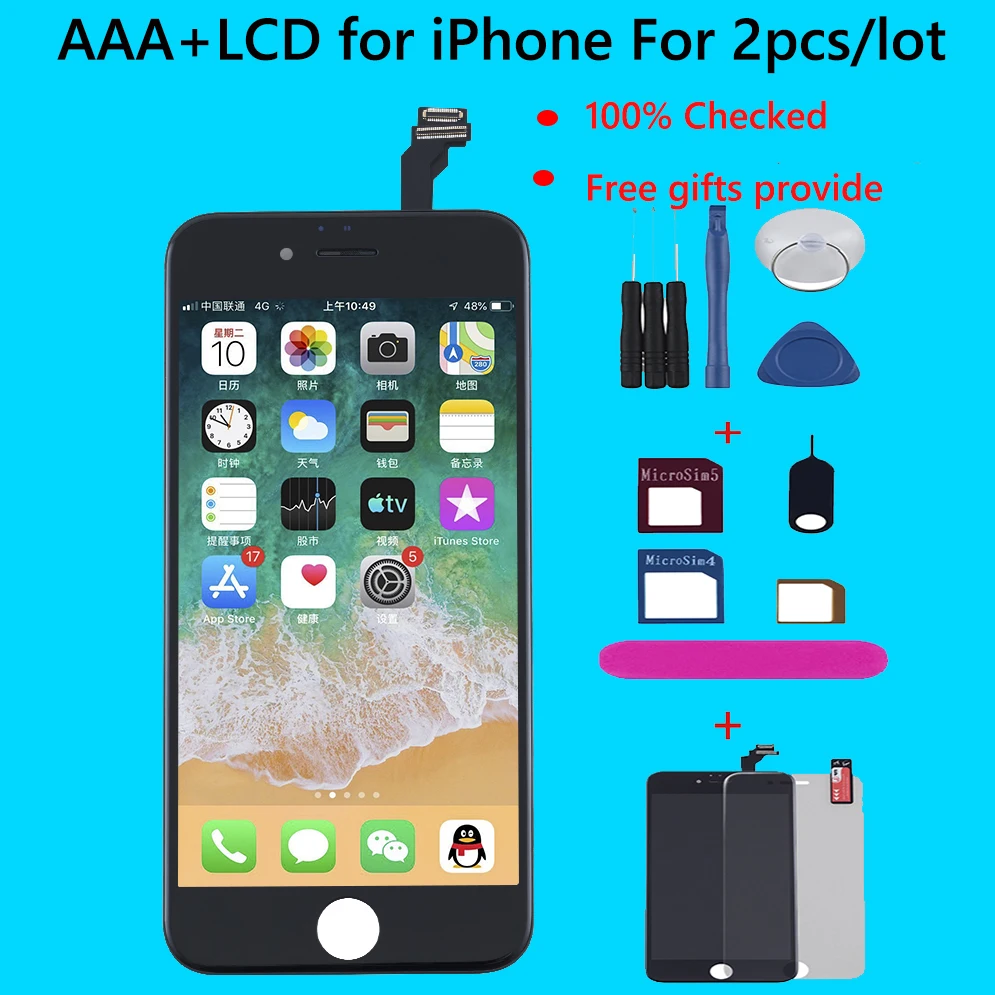 ЖК-дисплей 2 шт./лот для iPhone 6 дисплей AAA +++ качественный сенсорный экран дигитайзер