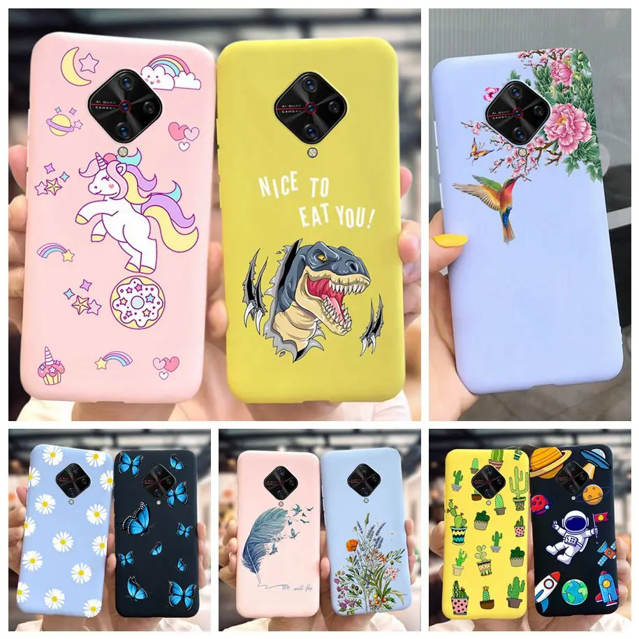 Милый чехол с динозавром для Vivo V17, матовый чехол для Vivo S1 Pro 1920 Y9S X50 Lite, мягкий бампер, чехол для VivoV17, чехлы