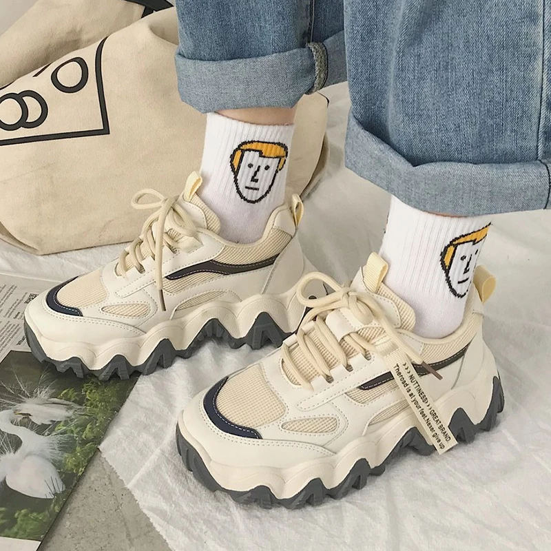 

Rimocy/женские кроссовки на шнуровке; Коллекция 2021 года; Сетчатые Лоскутные туфли на толстой вулканизированной подошве; Женская дышащая обувь ...