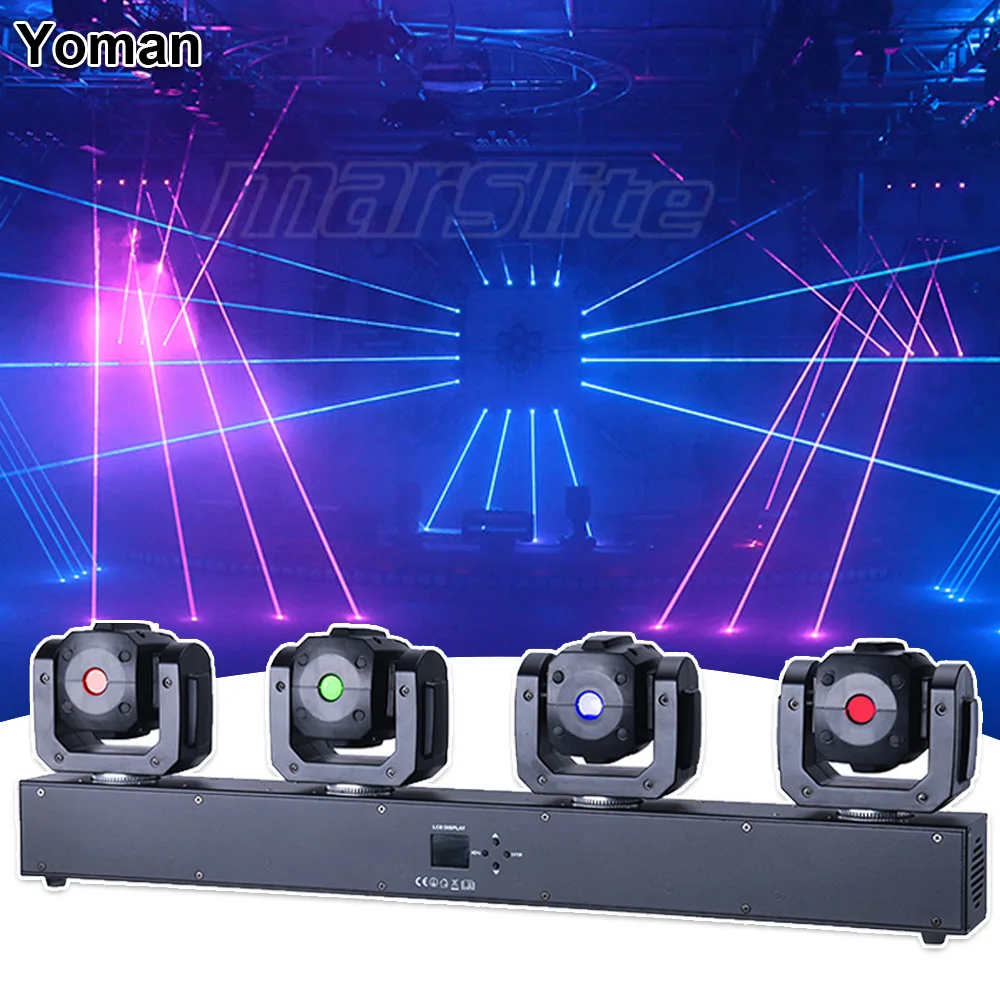 

4 головки RGB 3 в 1 лазерный сканер движущийся головной свет проектор на хэллоуин сценический лазерсветильник свет DMX512 диджейская вечевечерни...