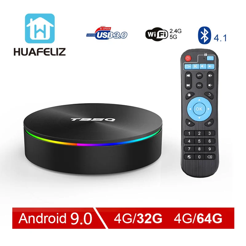 T95Q Android 9,0 ТВ приставка 4 ГБ 32 ГБ Amlogic S905X2 четырехъядерный 2,4/5,8G Wifi BT4.1 100M 4K медиаплеер 4 Гб 64 ГБ Android Смарт ТВ приставка
