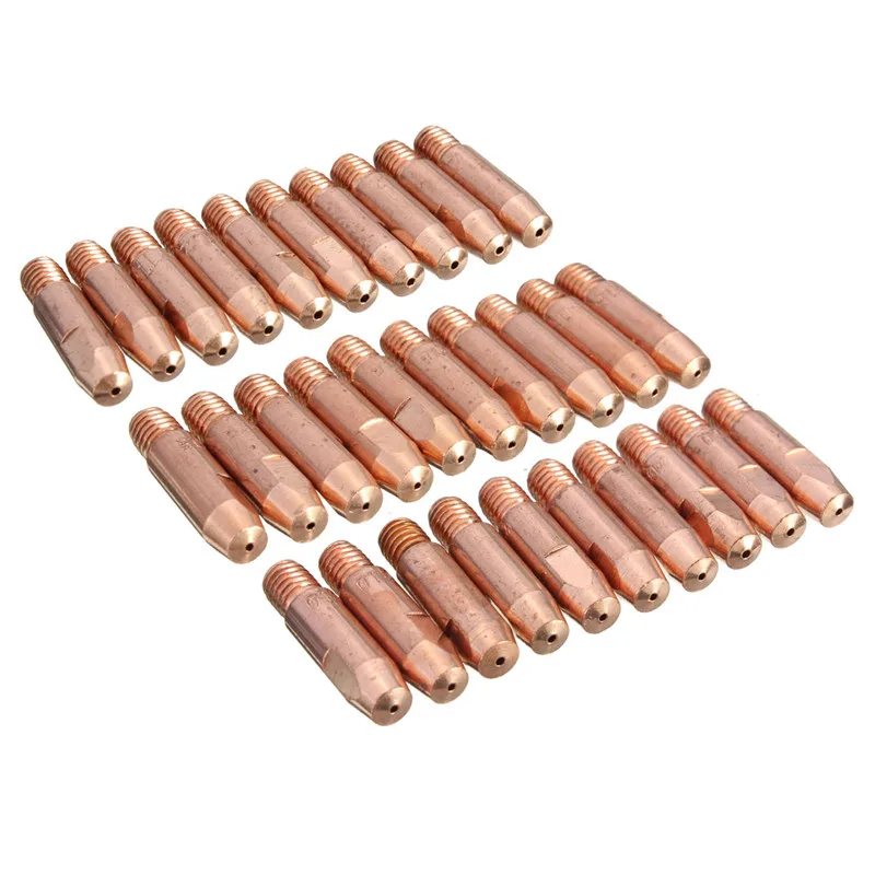 

10Pcs/Lot 0.8/1.0/1.2mm M6*27mm MB 24KD M6 MIG/MAG Welding Torch Contact Tip Gas Nozzle