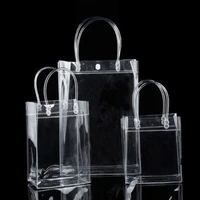 pvc plastic shopping bags portable storage waterproof giveaway gifts handbags transparent packaging high quality button tote bag