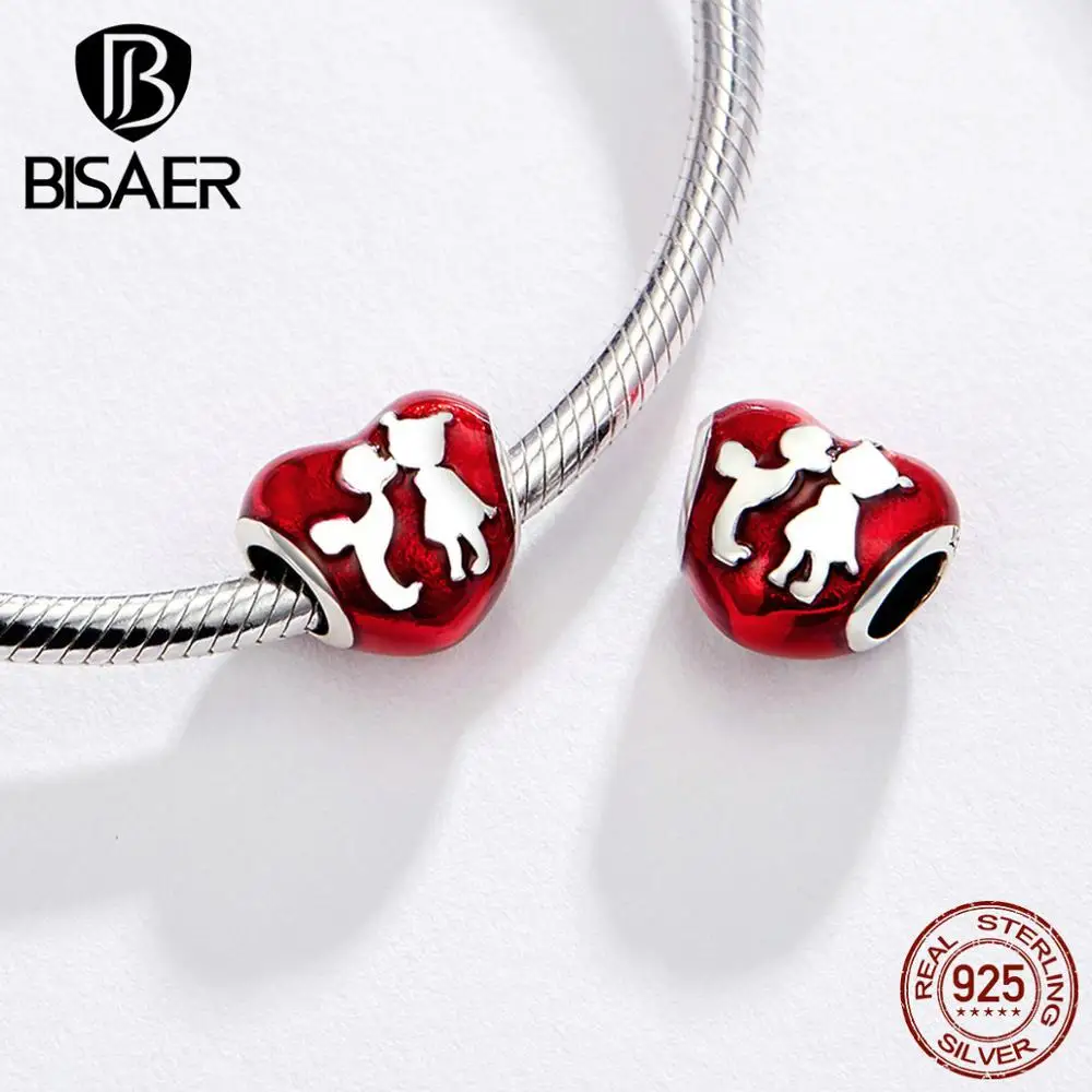 BISAER, 925 пробы, Серебряное сердце, детское поступление, соска, любовь, мама, очаровательный бисер, подходит для девочек, браслет, серебро 925, изготовление ювелирных изделий