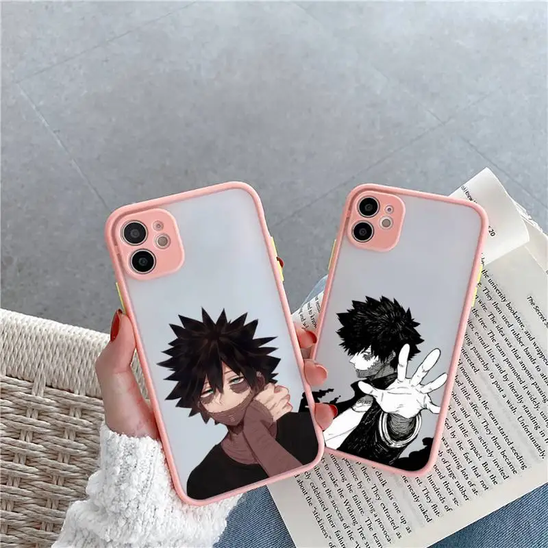 

De Boku No Hero Academia Phone Case For iPhone 12 11 Mini Pro XR XS Max 7 8 Plus X Matte transparent Pink Cover