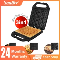 3 in 1 electric waffle maker large cooking kitchen appliances with 3 removable plates breakfast machine waffles pot iron sonifer